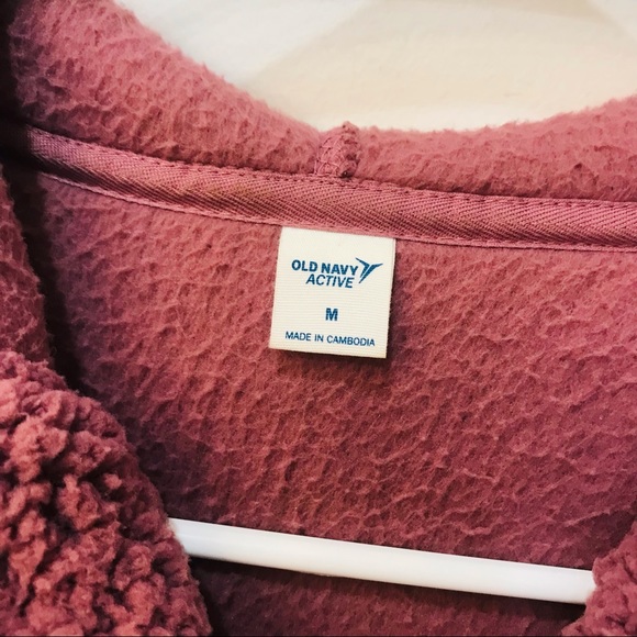 Old Navy half zip womens sherpa purple hooded sz Medium - Picture 5 of 10